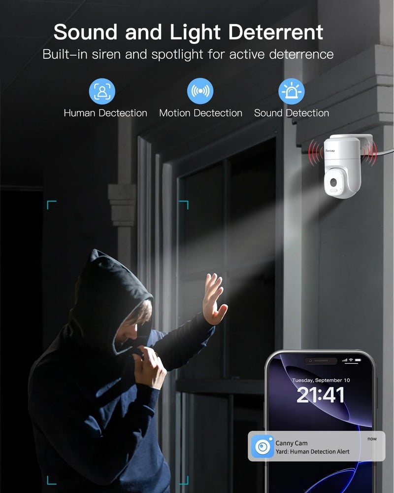 Vimtag 2.5K Outdoor Cameras for Home Security, 4MP Security Camera Outdoor, 2.4G/5G WiFi, Wired Outside Camera for House with Audio and Video, Motion Sensor, Color Night Vision, SD Card/Cloud Storage - Image 5